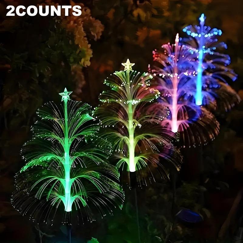 Christmas Solar Powered Tree Shaped Light, 2 4Counts Waterproof LED Decorative Light,Outdoor Decorative Light for Garden Path HolidayDecoration