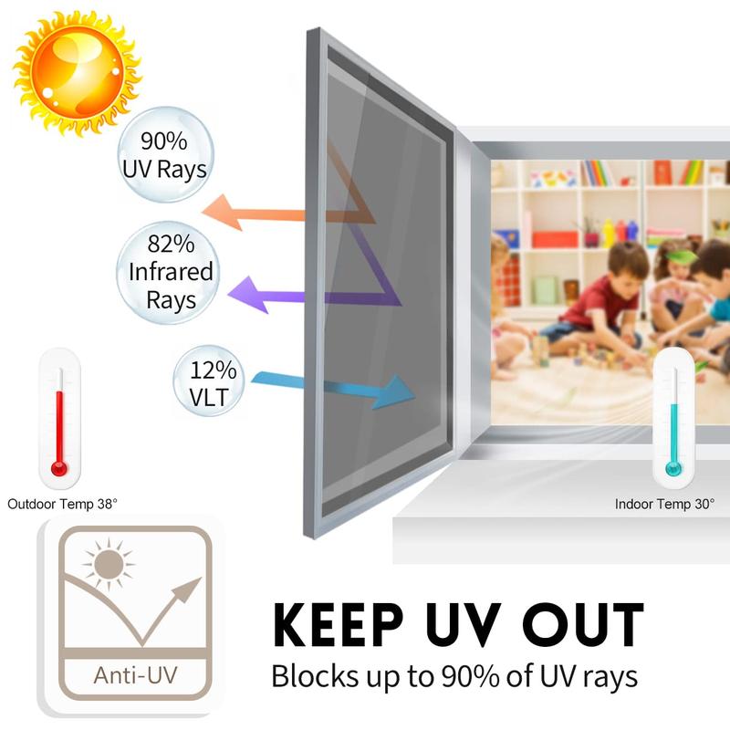 Privacy Window Film, 1 Roll One Way Privacy Film, Anti UV Reflective Window Tint for Home and Office, Summer Essentials